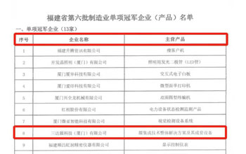 喜报｜W66利来·(中国区)集团官方网站荣获“福建省制造业单项冠军企业”